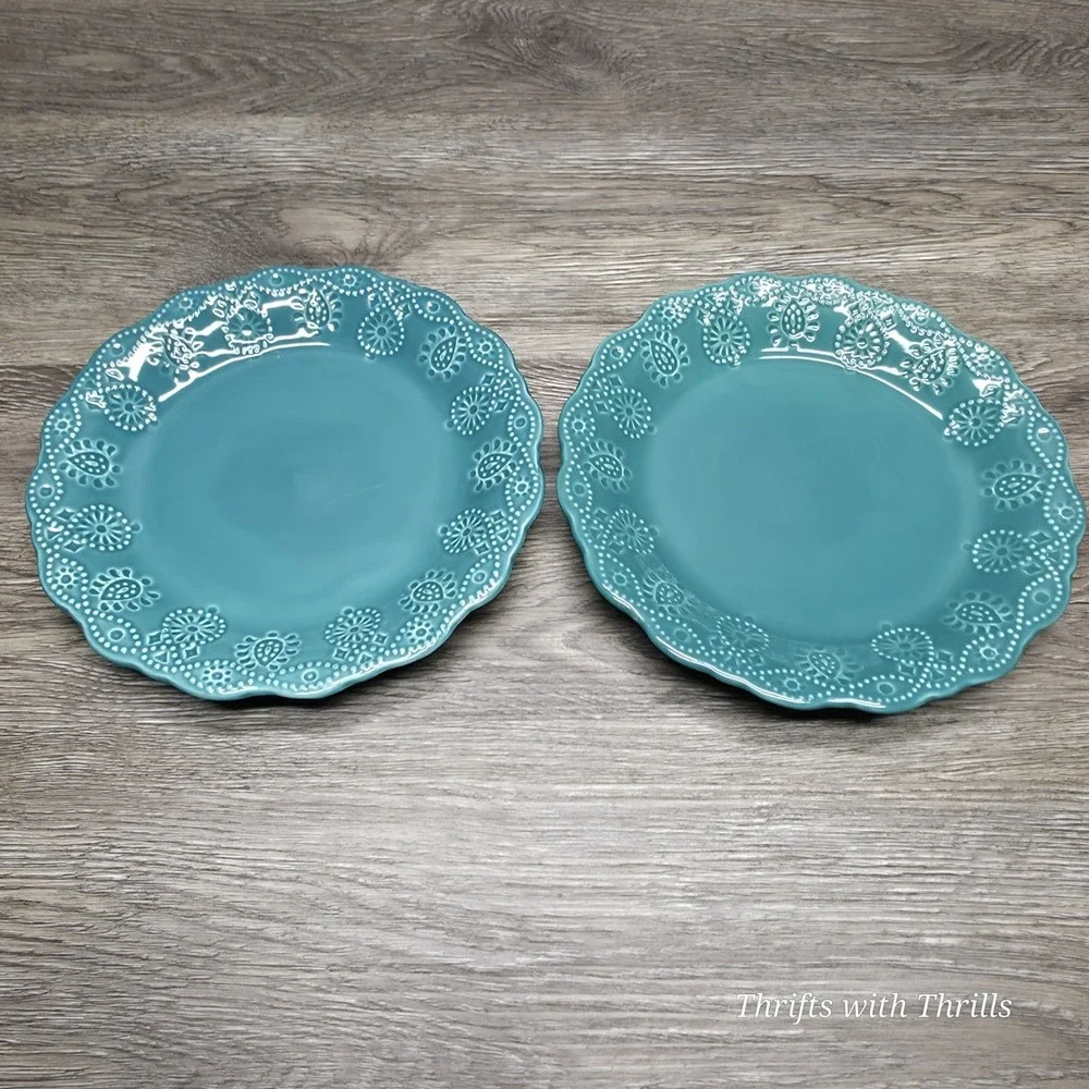 Pioneer‎ Woman Lace Cowgirl Stoneware - Teal - Two Replacement 8.5